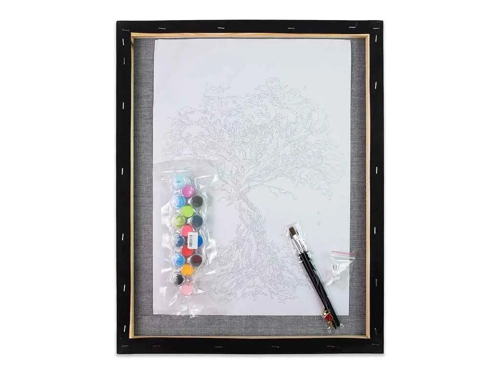 Набір для розпису за номерами STRATEG "Чай на заході сонця" 30х40 см на чорному фоні FH-8 - фото 2