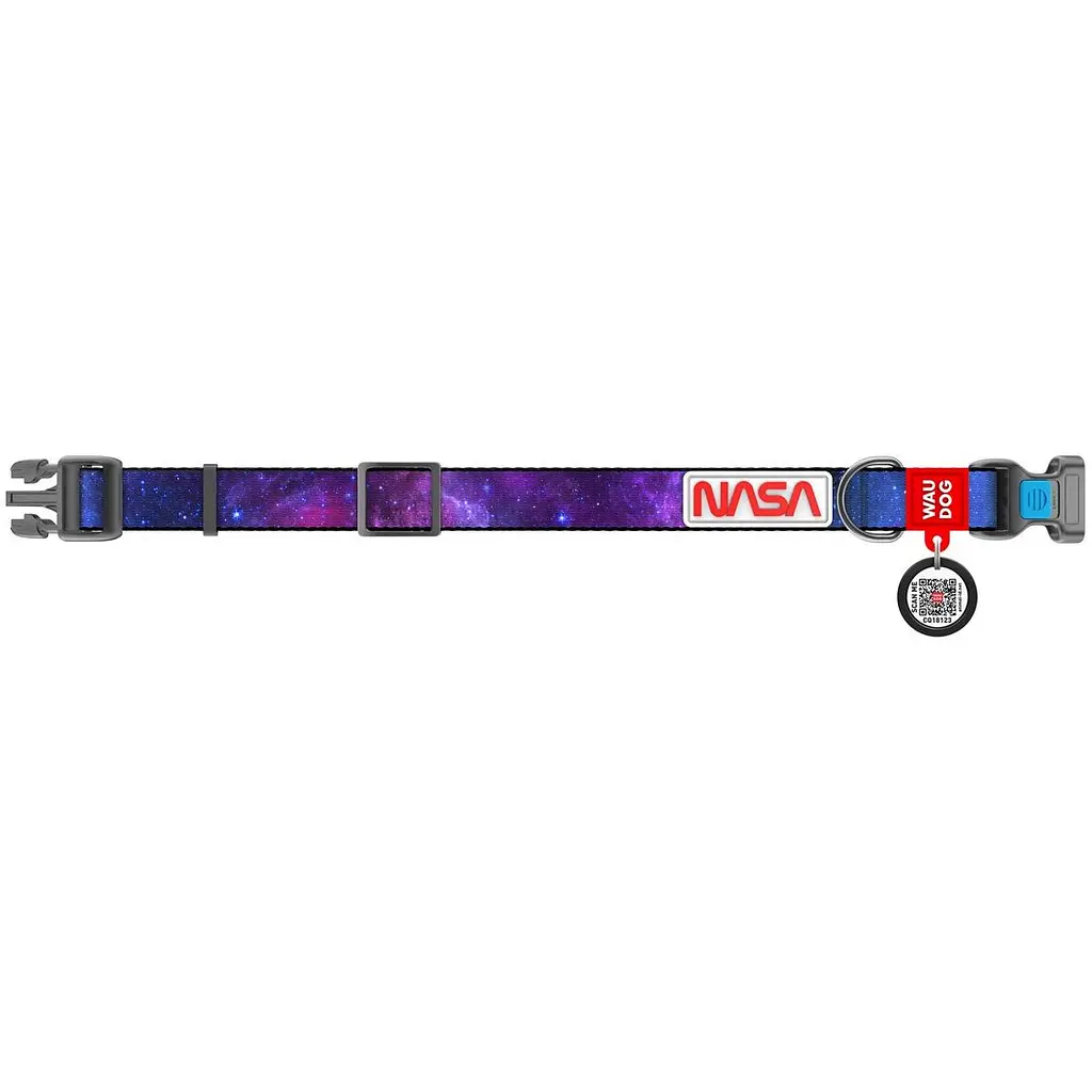 Ошейник для собак Waudog Nylon NASA21, с QR паспортом, пластиковый фастекс, S, 23-35х1,5 см - фото 2