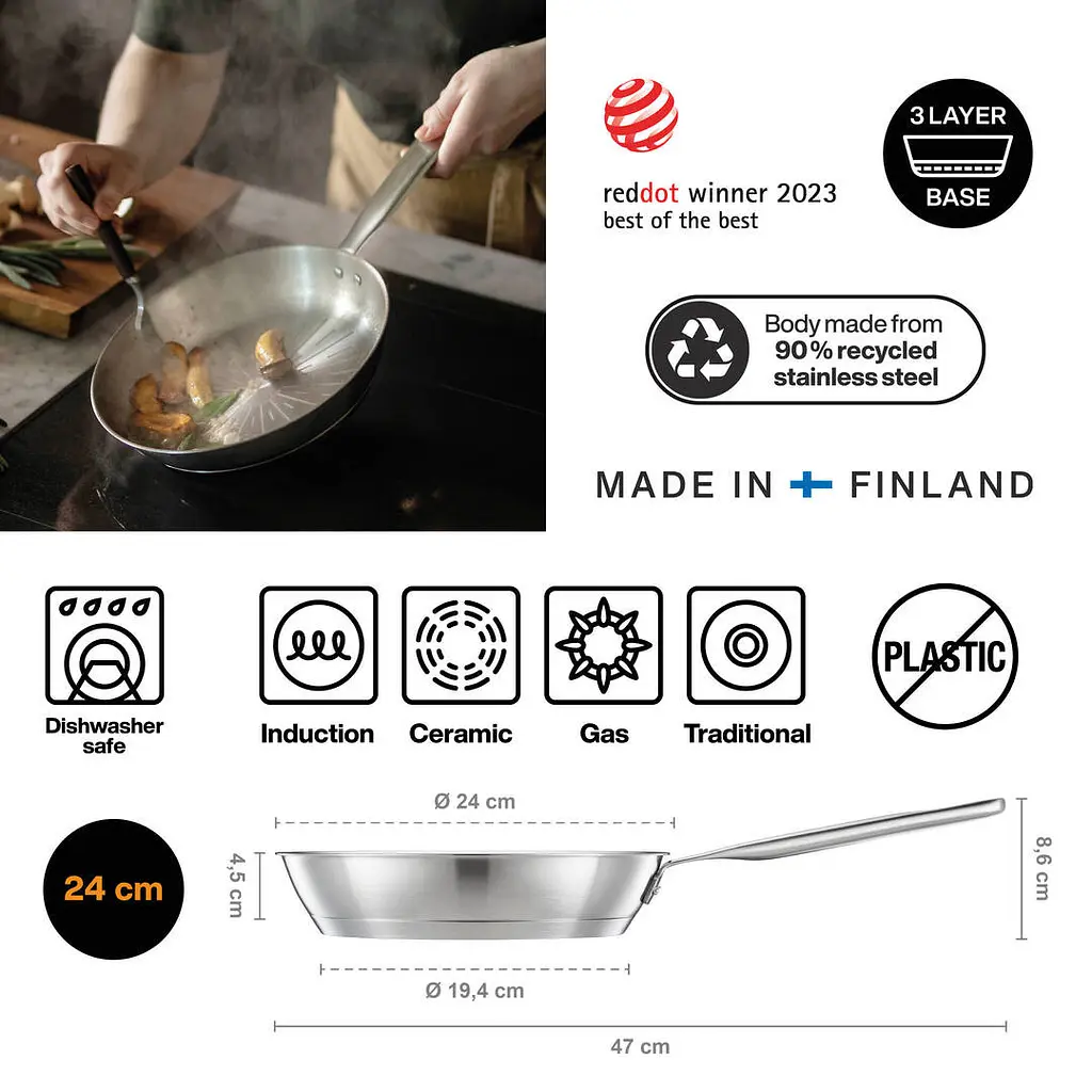Пательня Fiskars All Steel Pure 24 см (1065627) - фото 2