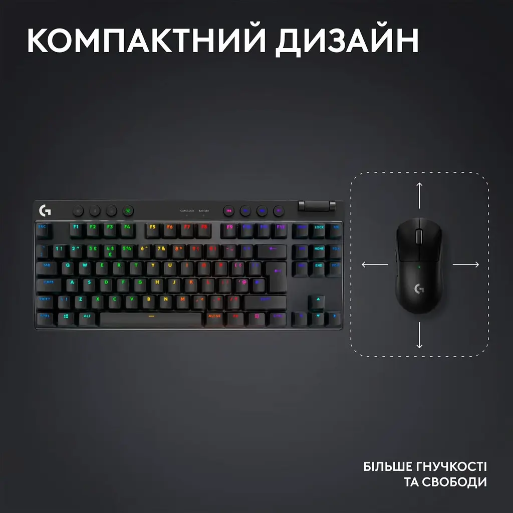Клавіатура Logitech G PRO X TKL LightSpeed Tactile Black (920-012136) [94305] - фото 11