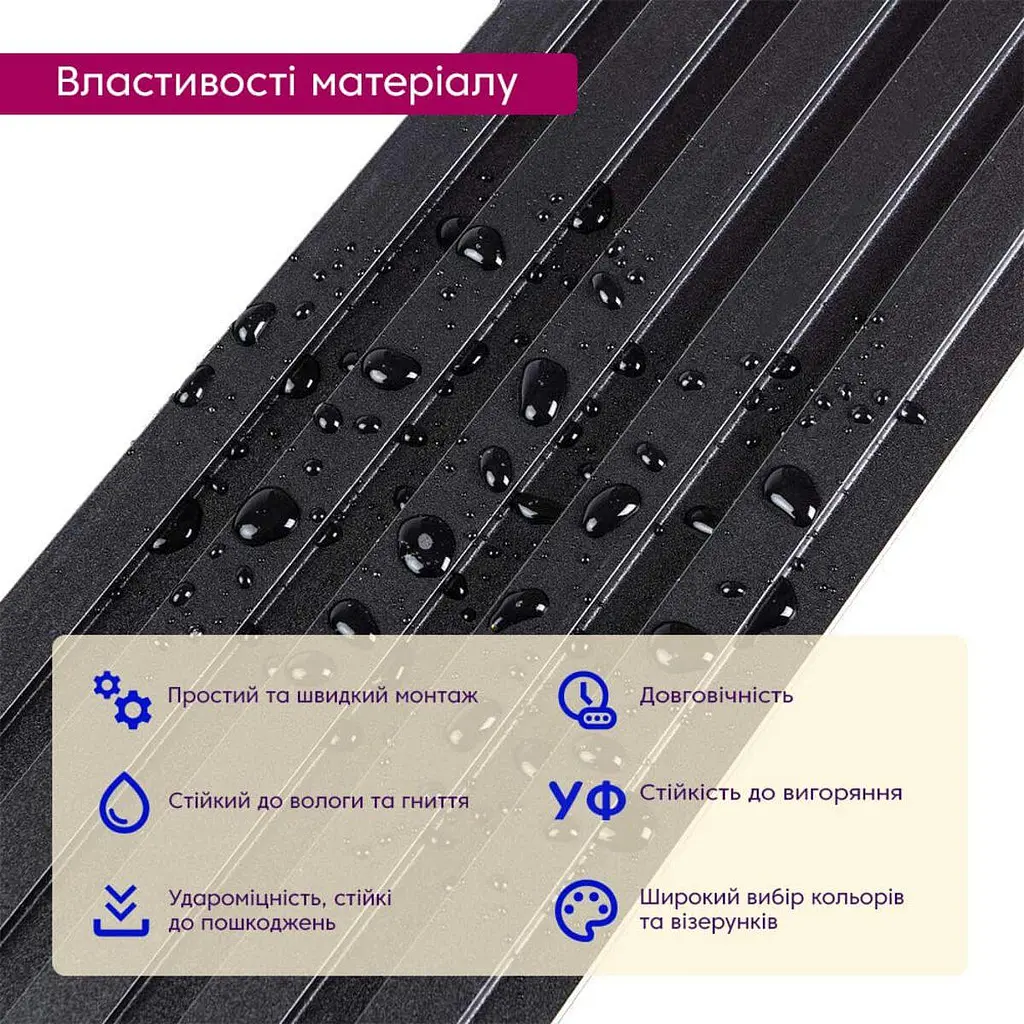 Рейка декоративна Sticker Wall WPC стінова 3000х150х9мм Антрацит SW-00001869 - фото 4