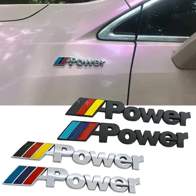 Емблема напис Power хром+жовтий 138х23мм метал (на скотчі) - фото 3
