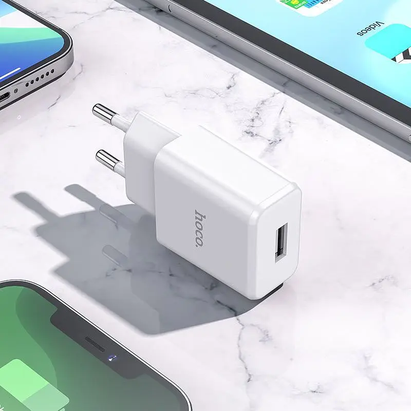 Мережевий зарядний пристрій Hoco N9 1USB (White) [67469] - фото 7