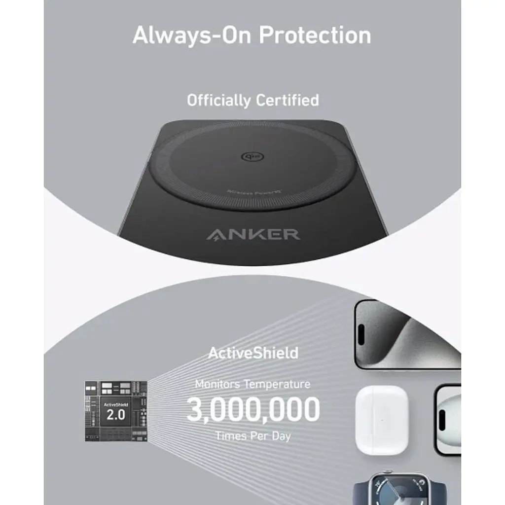 Беспроводное зарядное устройство Anker MagGo 3-in-1 Qi2 Black (A2918) [162989] - фото 6
