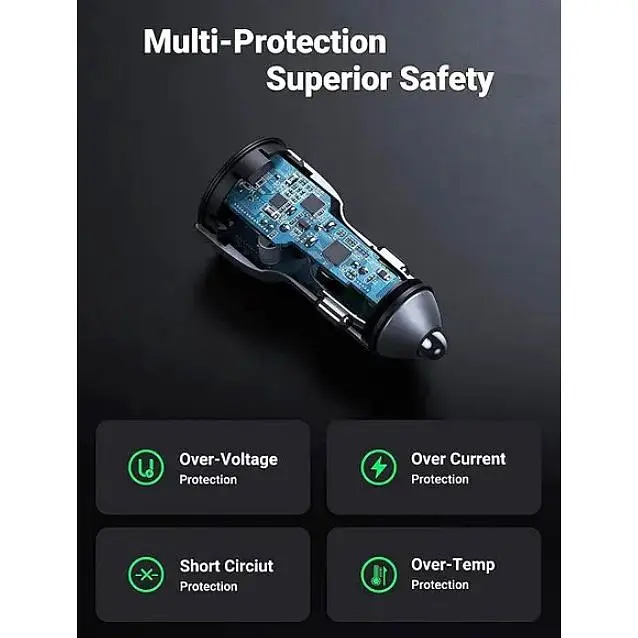 Зарядное устройство для Ugreen CD213 USB Type-C PD 3.0 + USB QC 3.0 52.5W (30+22.5) серый - фото 9