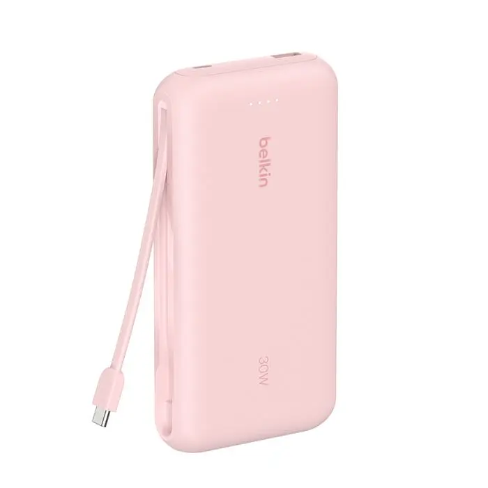 Belkin Акумулятор портативний літій-іонний Power Bank Belkin 20000мА·рік, 20Вт, з інтегрованим кабелем USB-C, рожевий - фото 2