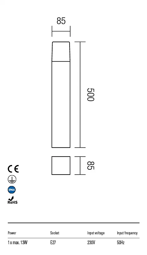 Стовпчик TOGO ST50 E27 1X13W IP44 DG (5.1.1) Redo 9266 - фото 4