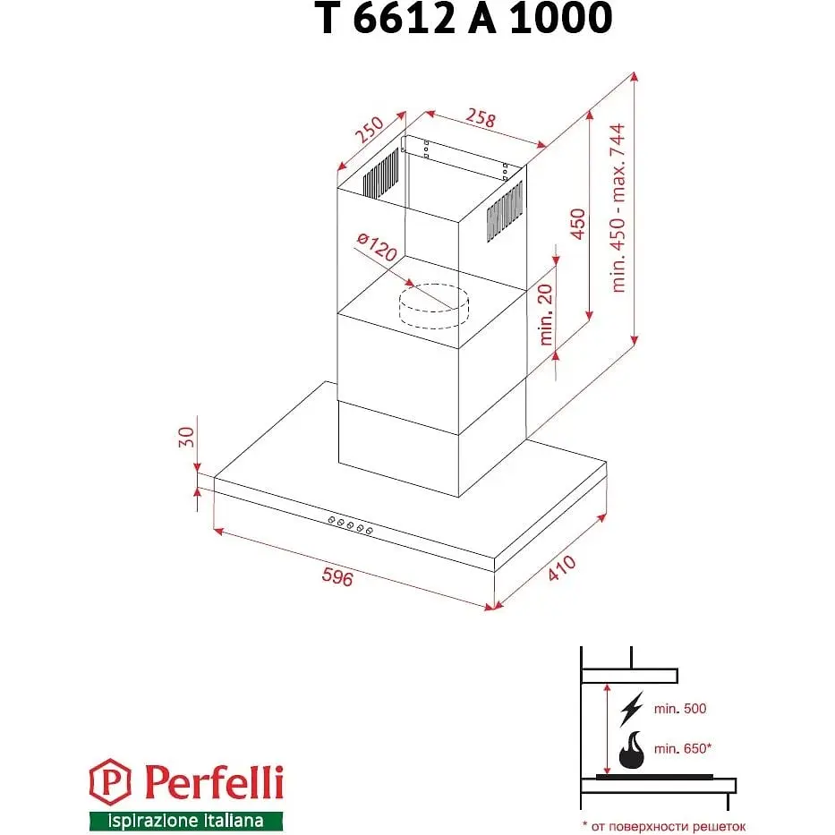 Витяжка Perfelli T 6612 A 1000 IV LED - фото 10