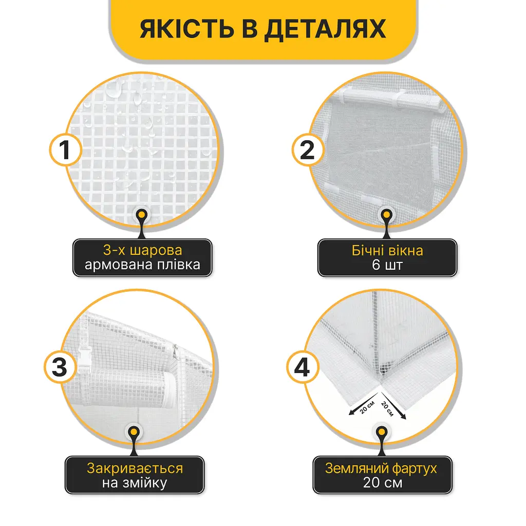 Посилена садова теплиця парник LEOBRO Garden 10м2 White (LB-10M25W) - фото 3