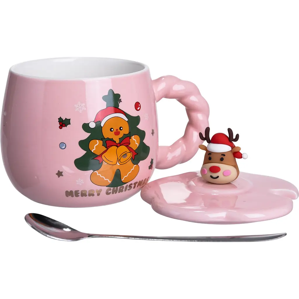 Чашка порцелянова Gingerbread 400 мл з кришкою  FM-CS-20B - фото 2