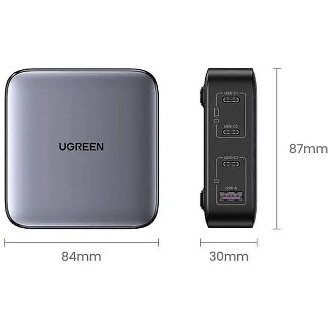 Зарядний пристрій 4xUSB 100W (3хUSB-C+USB-A) Gan Nexode чорний CD328 Ugreen Desktop Fast Charger (90928) - фото 4