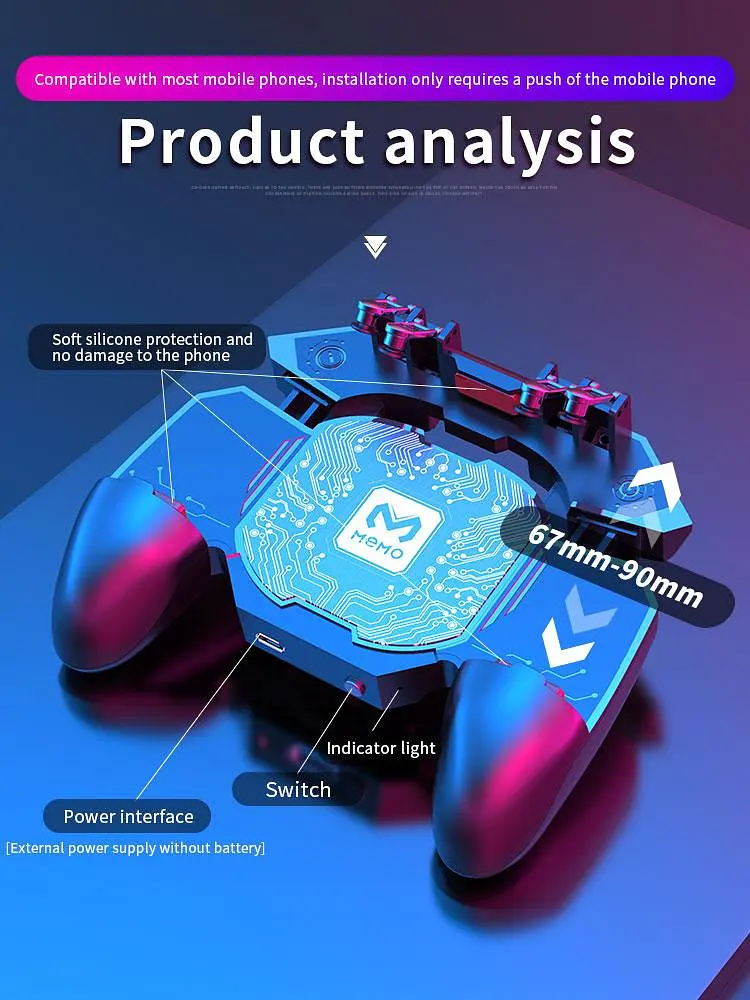 Джойстик для телефону з охолодженням Memo DL88 ігровий контролер тригер Black (18537) - фото 12