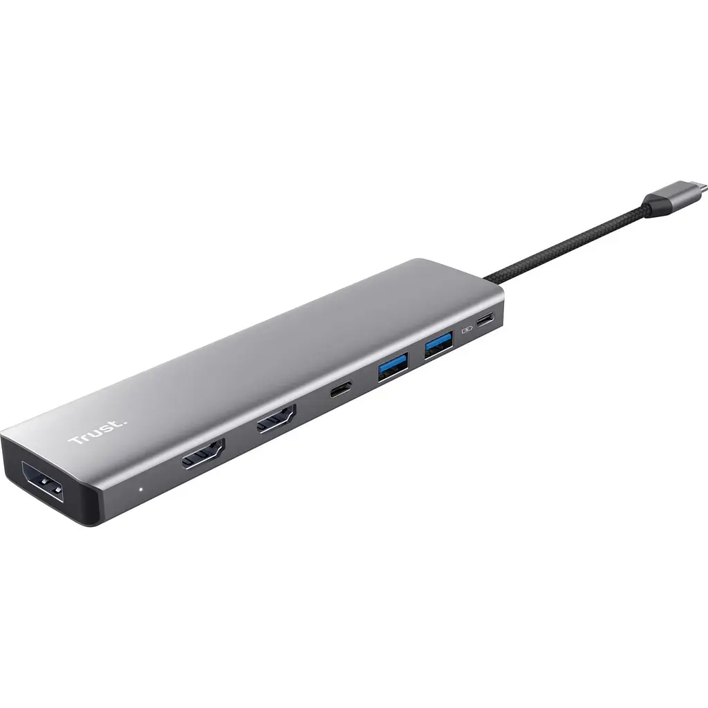 USB-Хаб Trust Dalyx 7in1 USB-C 2xUSB-А 3.2/2xUSB-С/2xHDMI/Display Port, Алюміній, 0.16м, Сірий (25661_TRUST) - фото 2