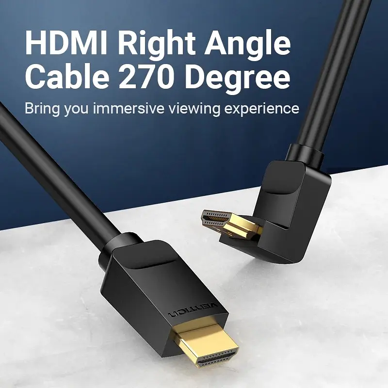 Кабель HDMI M - M, 1.5 м, V2.0, 4K 60Гц, кут 270°, PVC, чорний Vention - фото 6
