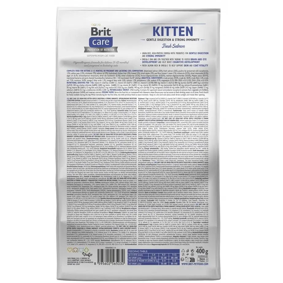 Корм сухой для котят Brit Care Cat Grain Gentle Digestion Strong Immunity для крепкого иммунитета с лососем 400 г - фото 2