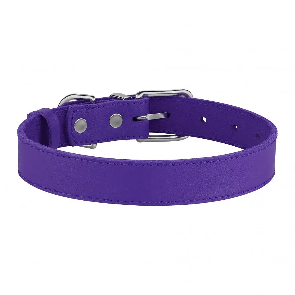 Ошейник для собак BronzeDog Barksi Classic кожаный XS 23-30х1.2 см фиолетовый - фото 2