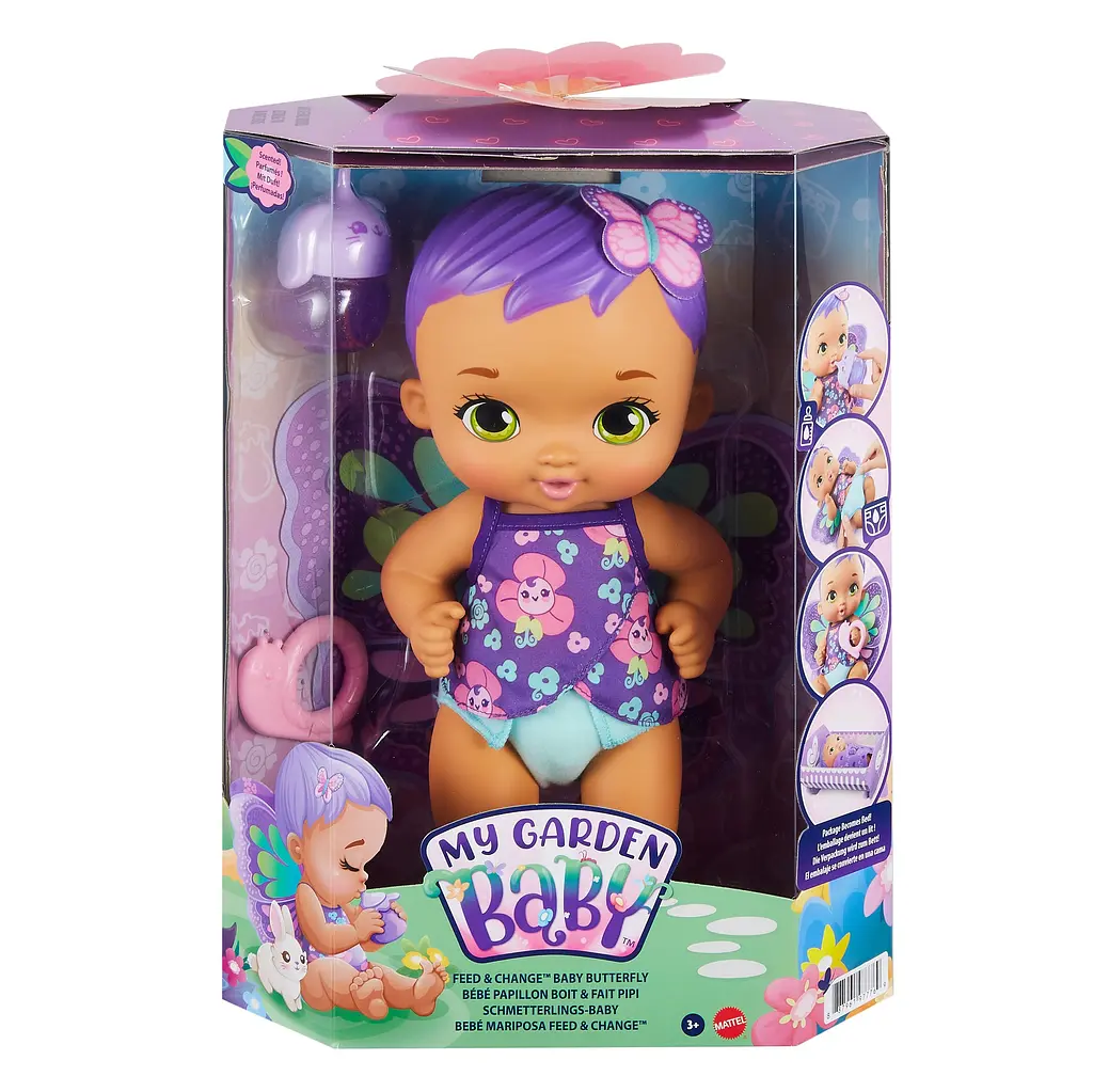 Пупс My garden baby Фиолетовые крылышки с бутылочкой (GYP11) - фото 3