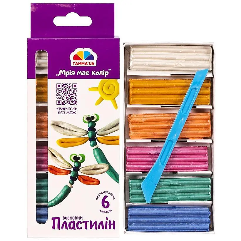Пластилін воск.перл. "Творчість" 6 кольорів, 90 г "Гамма" 400303