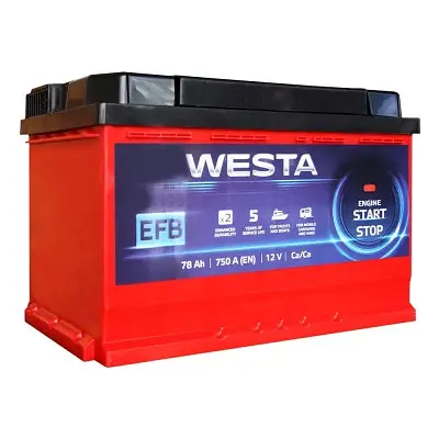 Акумулятор автомобільний Westa 6CT-78 А RED EFB - фото 2