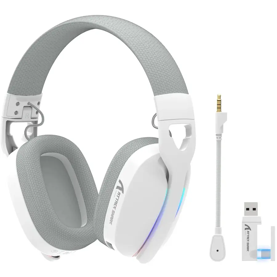 Ігрова гарнітура Attack Shark L90 Wireless,2.4GHz/Bluetooth/3.5mm PS4/PS5/Switch/Xbox/Mac/PC White - фото 2