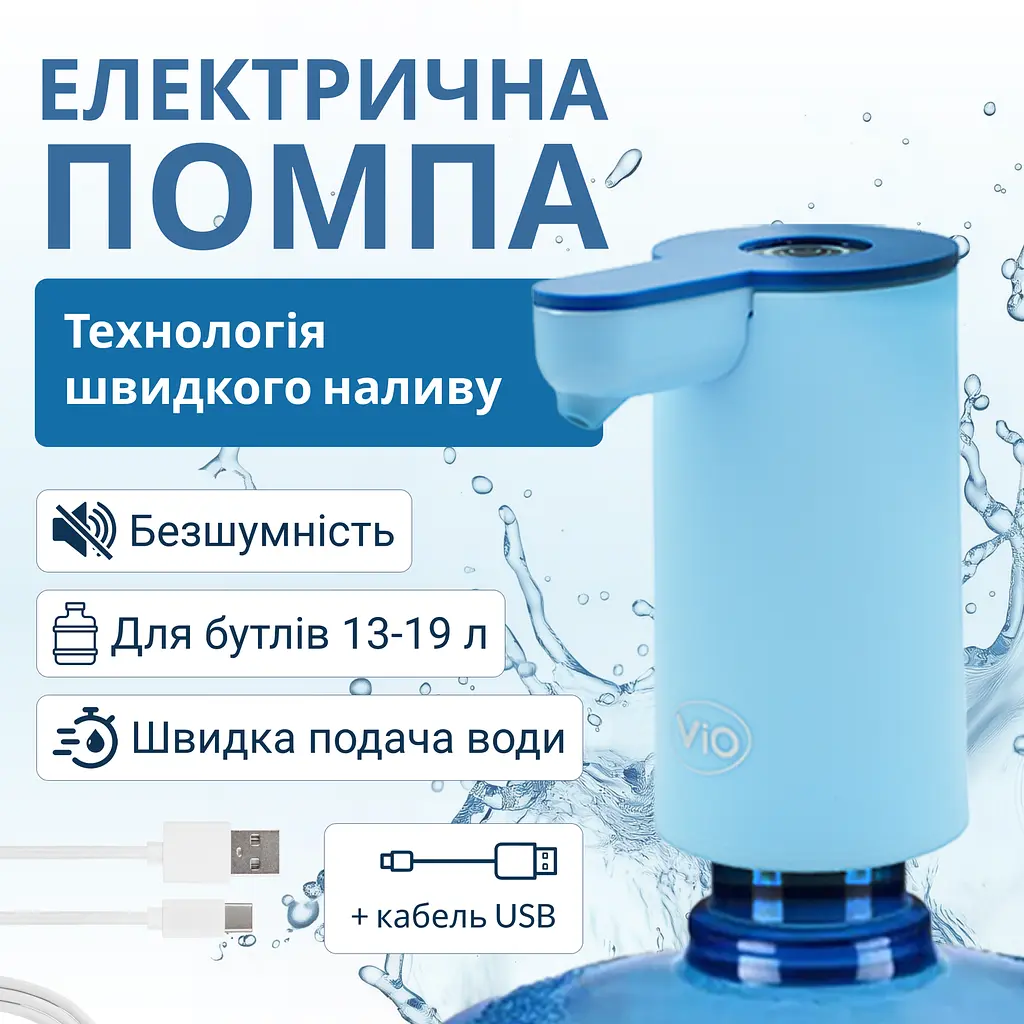Електрична помпа для води ViO E18, блакитна - фото 2