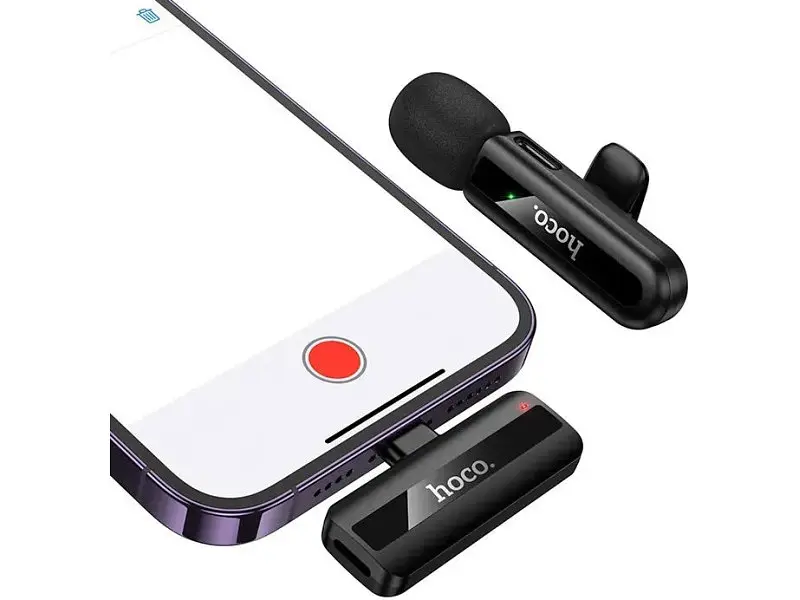 Мікрофонна радіосистема Hoco L20 Fair Wireless/Lightning Black (6942007655484) - фото 6