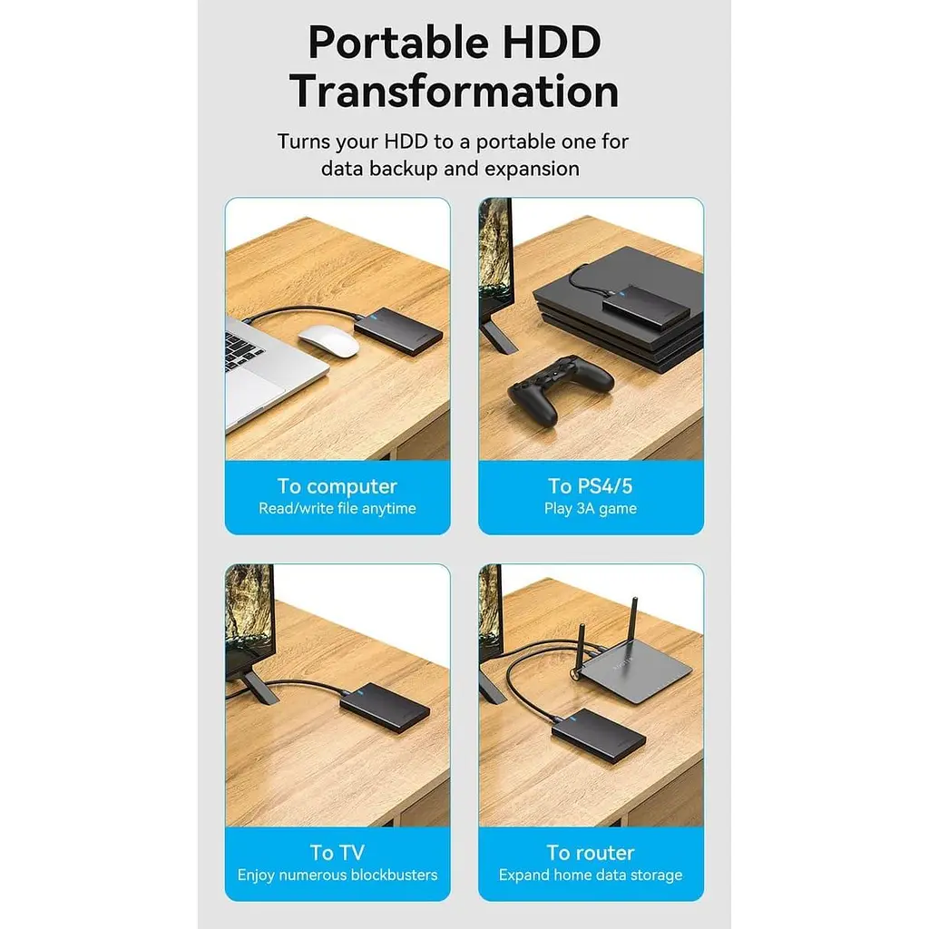 Зовнішня кишеня Vention 2.5" HDD/SSD USB 3.0 Micro-B Black (KPAB0) - фото 3