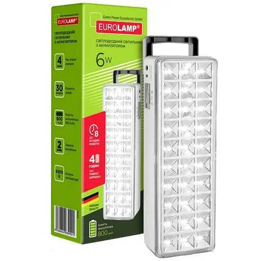 Светодиодный светильник Eurolamp аварийный с аккумулятором 30 SMD, 6W, 6500K (EM-30SMD/6W) - фото 2