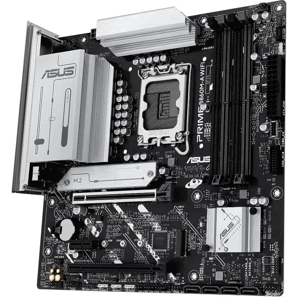 Материнська плата Asus Prime LGA1851, B860M-A WIFI, B860, 4xDDR5, 1xPCI-E 5.0 x16, 1xPCI-E 4.0 x16, 1xPCI-E 4.0 x1, 4xSATA3, 2xM.2, Realtek 7.1, Realtek 2.5Gb, WiFi 6E, Bluetooth 5.3, HDMI/2xDP, MicroATX - фото 4