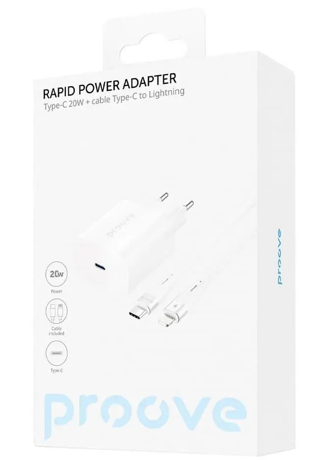 Зарядний пристрій Proove Rapid 20W (Type-C) + Кабель Type-C to Lightning white (WCRP20012102) - фото 2
