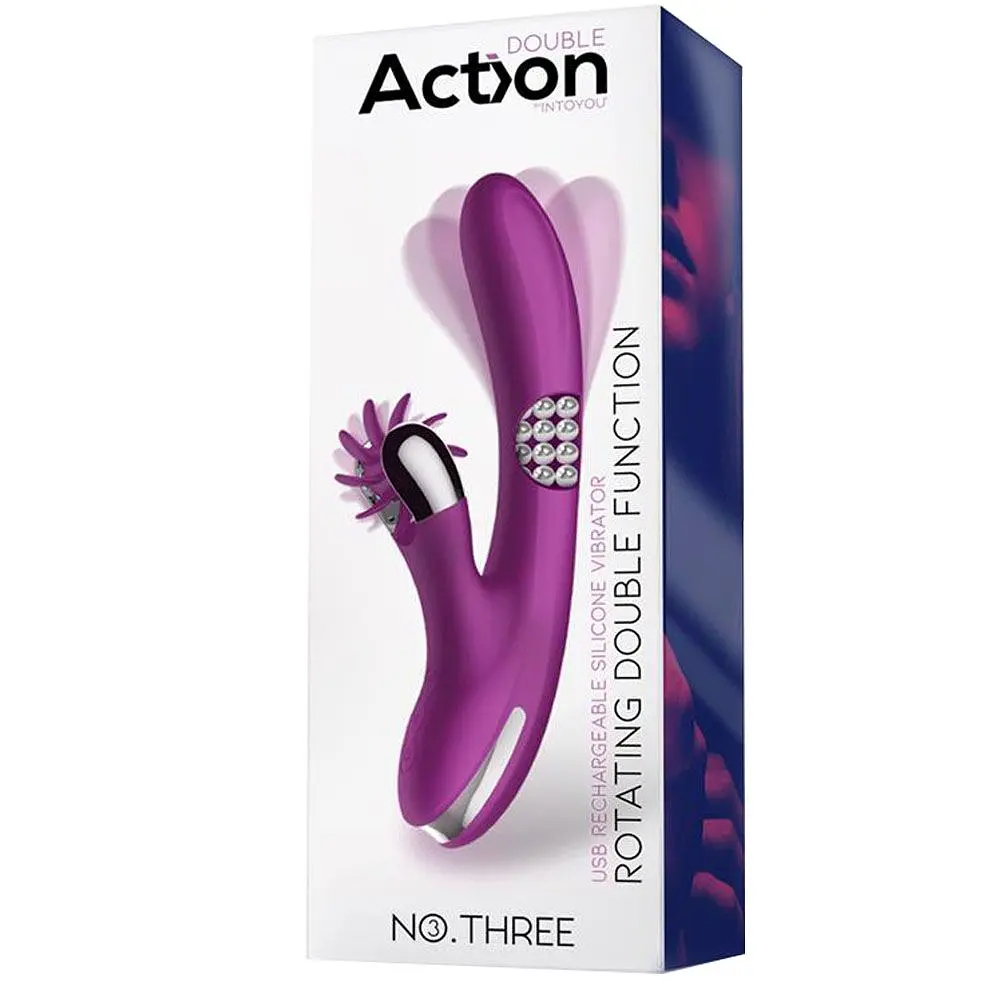 Вібратор-кролик Action No.Three Rotating Double Function 2.0, 24 см (фіолетовий) - фото 5