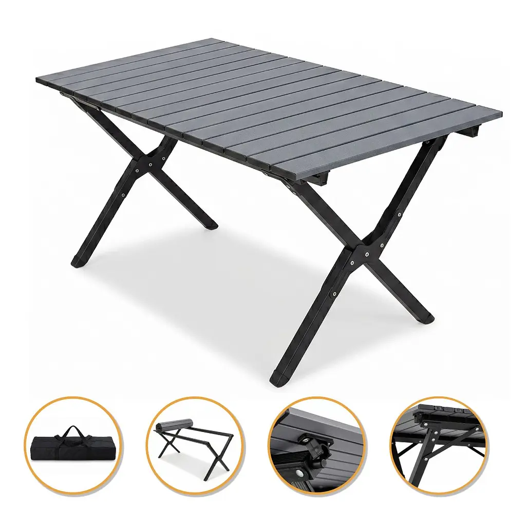 Міцний розкладний туристичний стіл LEOBRO Camp Black L (LB-1068)
