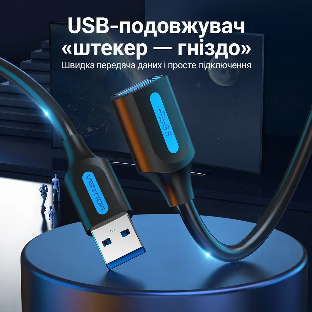 Кабель-подовжувач Vention CBHBF USB 3.0 Type-A 1 м чорний (CBHBF) - фото 11