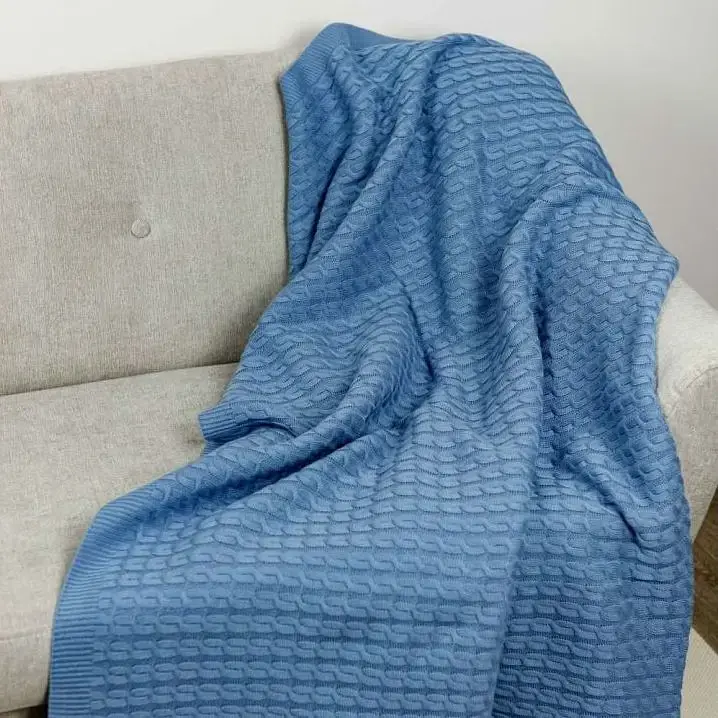 Плед Прованс Sweet home Коси в'язаний 130х170 см волошковий (28462) - фото 2