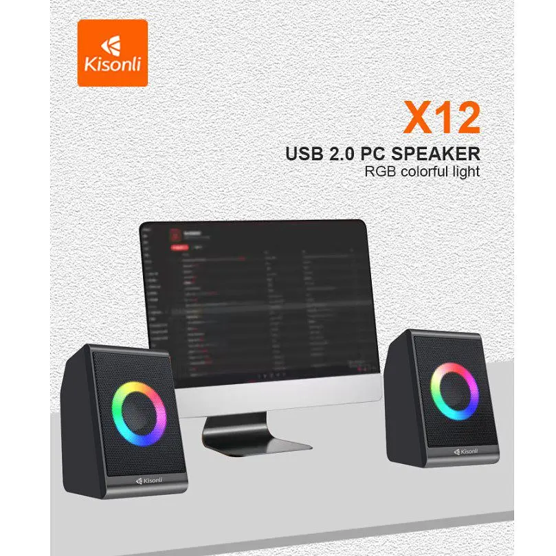 Комп'ютерні колонки Kisonli X12 RGB, 6 Вт, для ПК і ноутбука - фото 2