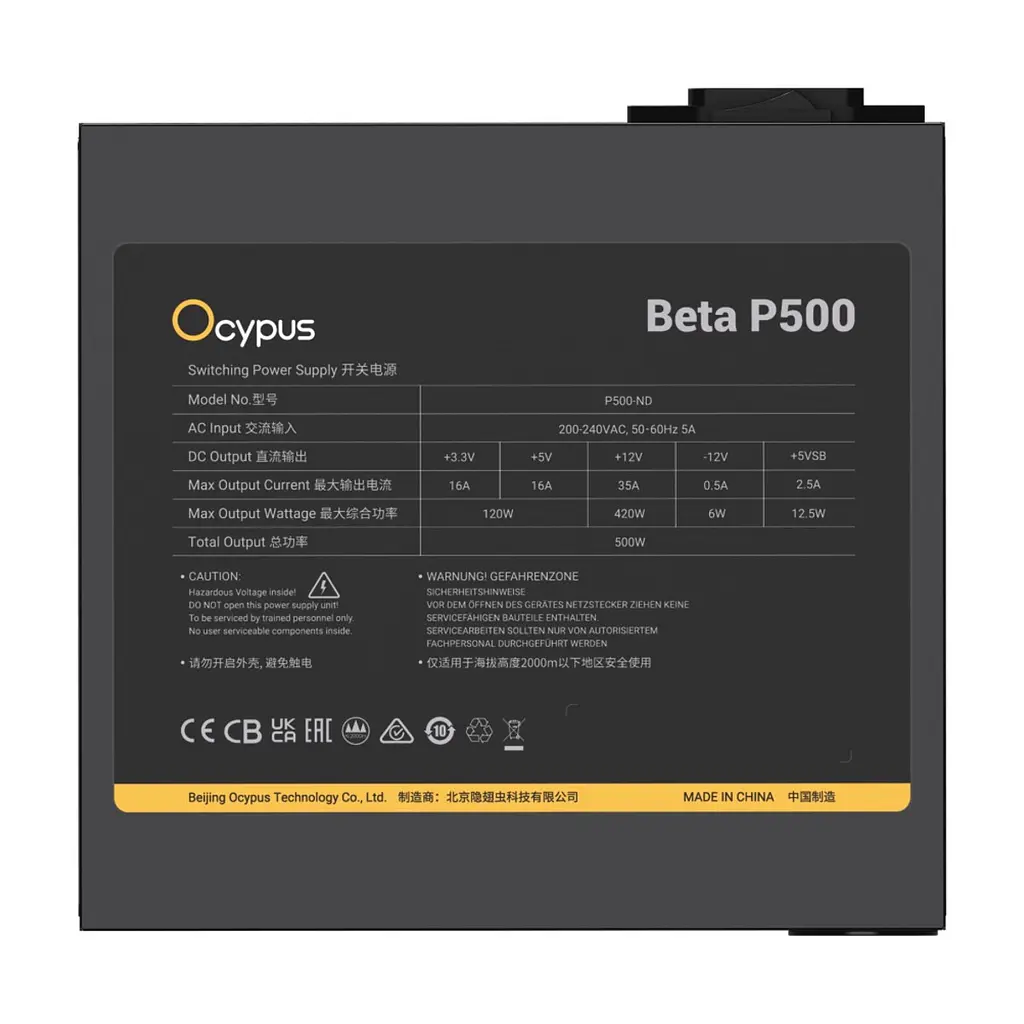 Блок живлення OCYPUS 500W BETA P500 (BETA-P500-N1HDBK024X-EU) - фото 5