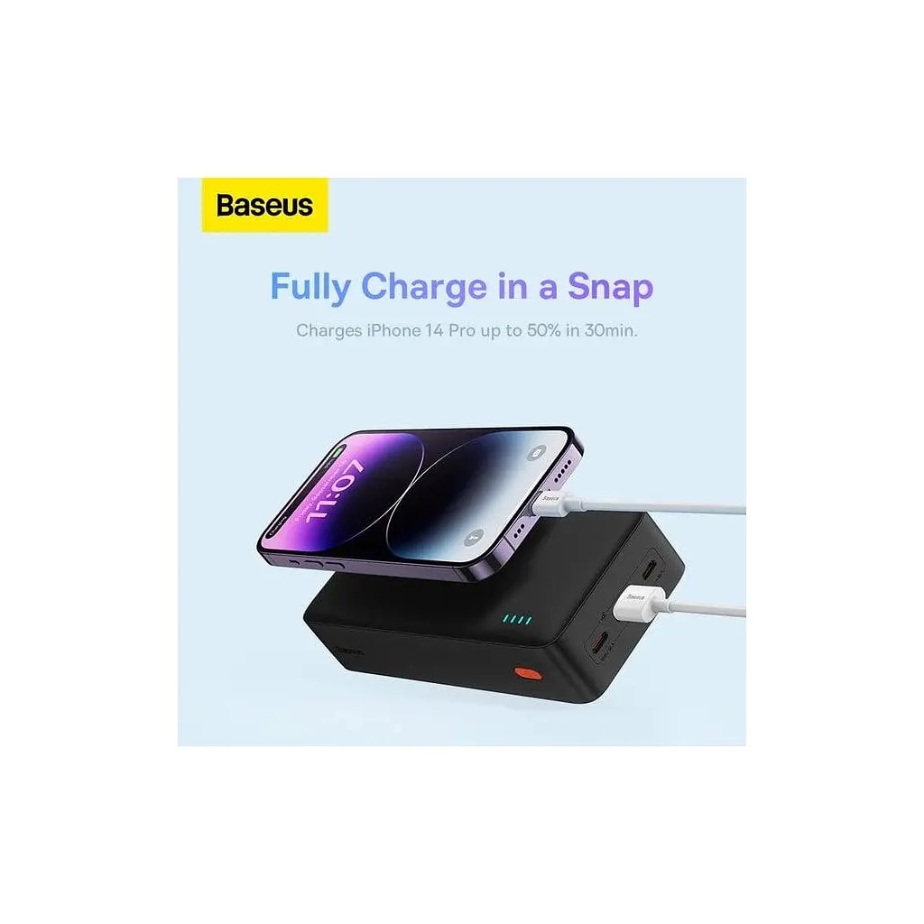 Батарея універсальна Baseus Airpow 30000mAh 20W PD/3.0, QC/3.0, black (PPQD090101) - фото 3