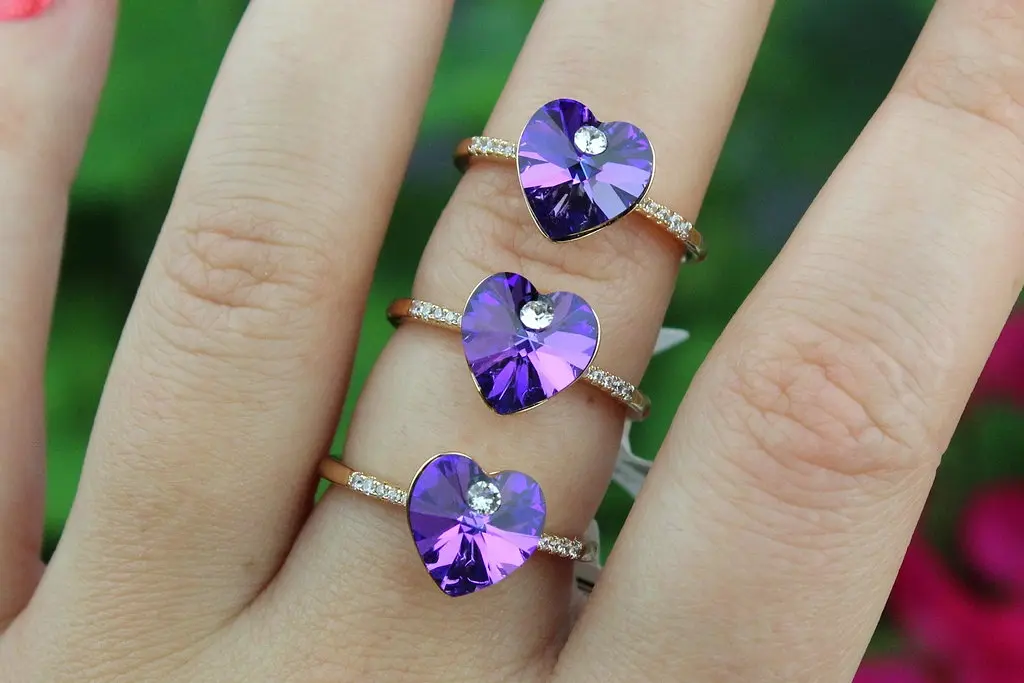 Кільце Xuping Jewelry сердечко Сваровскі синє р 17 золотисте - фото 3