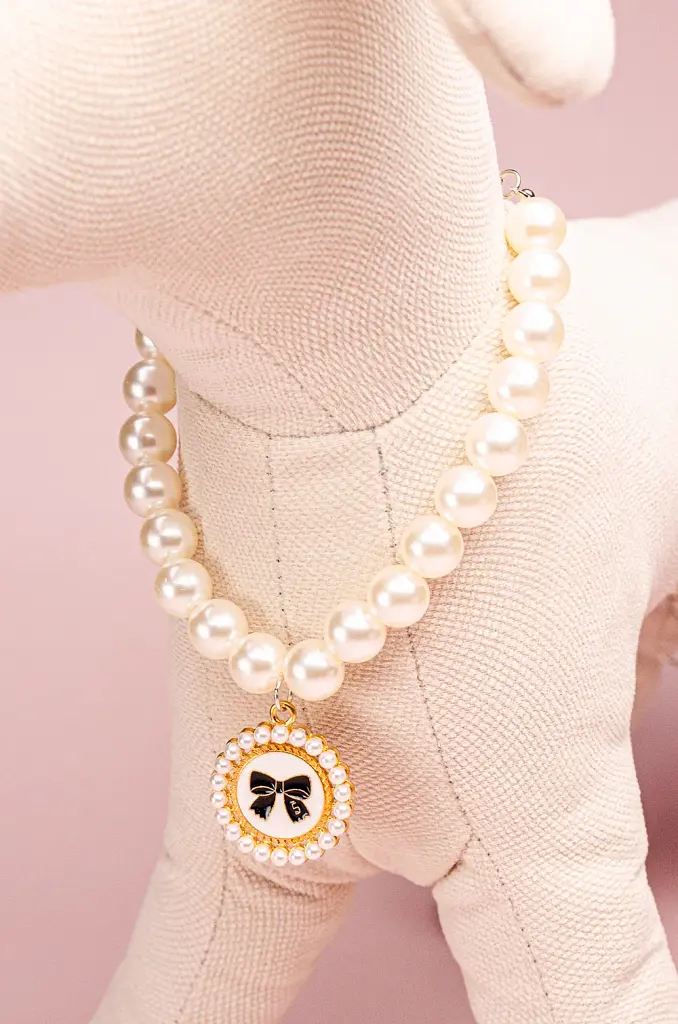 Намисто для собак у стилі Chanel M (чорне) - фото 2