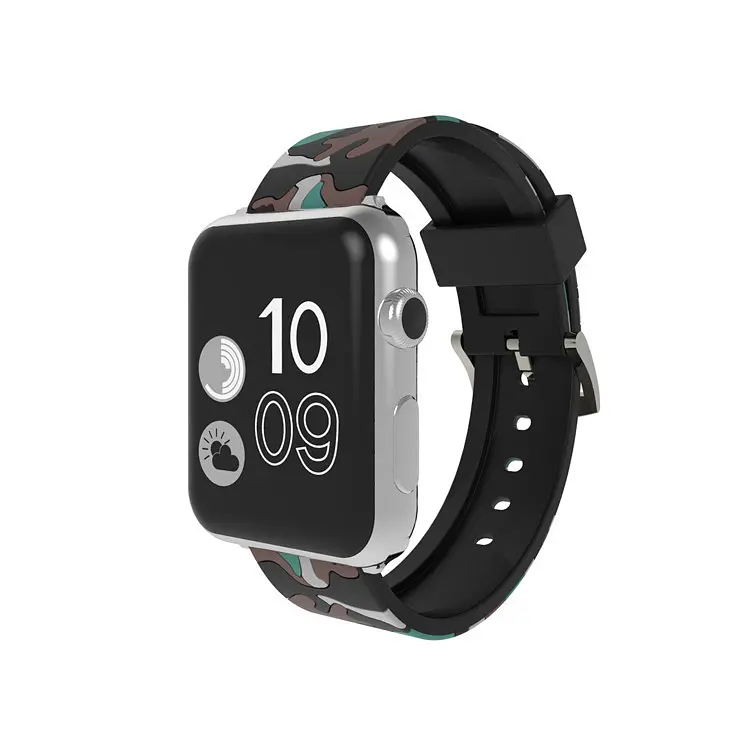 Ремешок Creasted для часов Apple Watch 42 мм 44 мм силиконовый с пряжкой, Camouflage with brown - фото 2