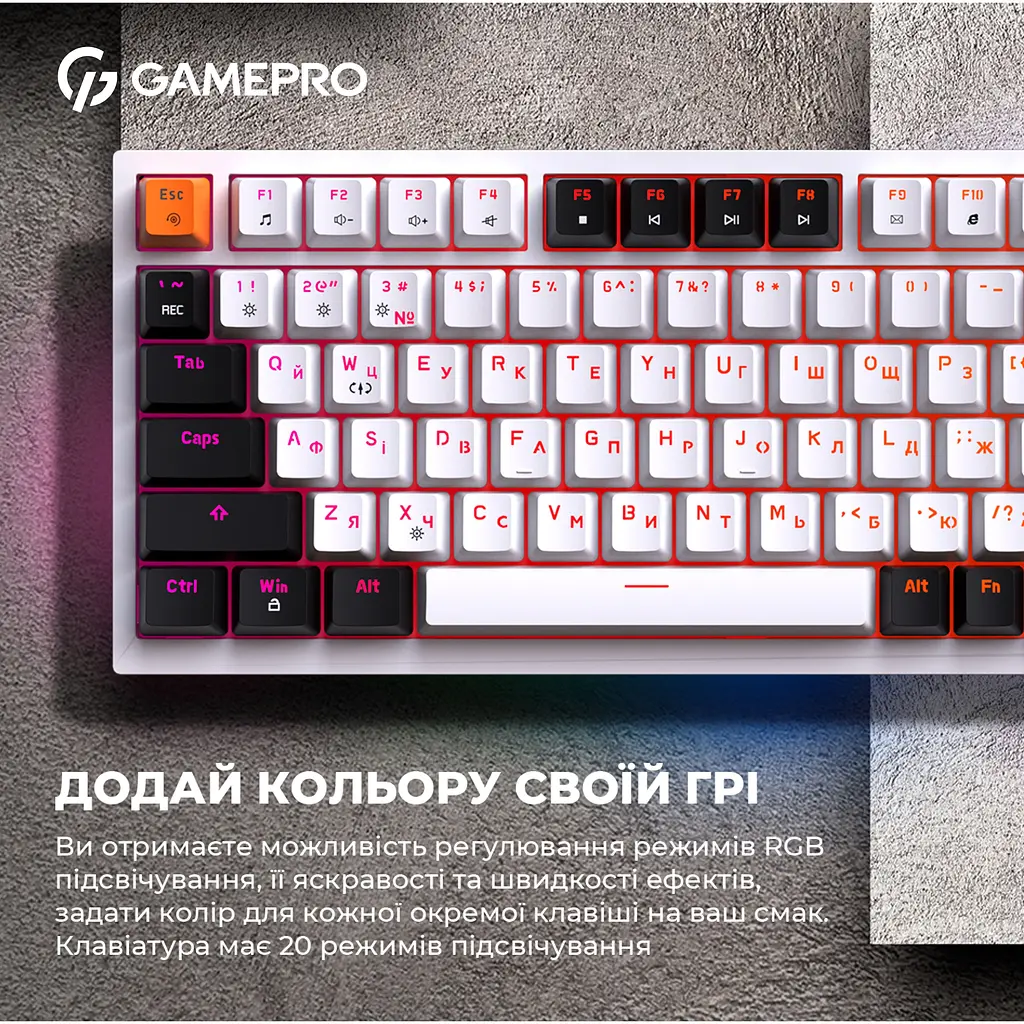 Клавиатура GamePro Red с Hot-Swap RGB White проводная механическая (MK160W) - фото 17