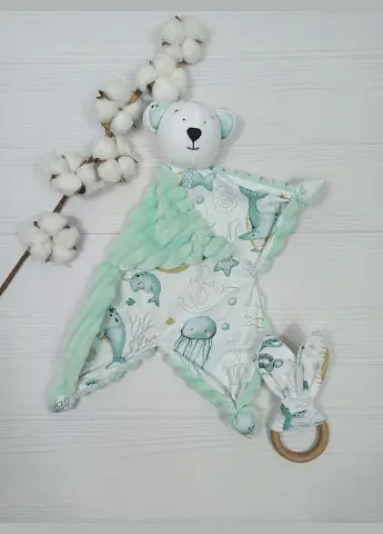 Іграшка-комфортер і еко-гризунок a.l.babybox Морські мешканці М'ятний