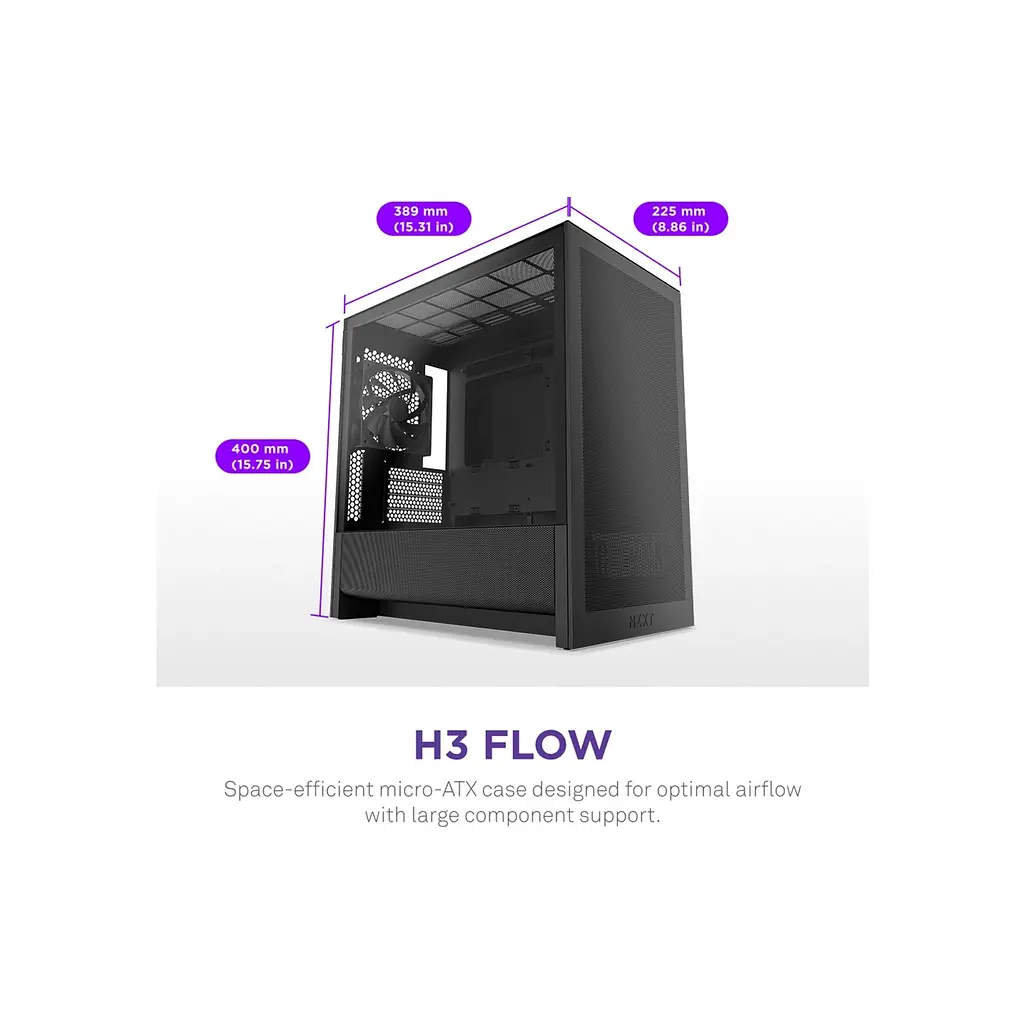 Корпус NZXT H3 Flow All Black (CC-H31FB-01) - фото 2