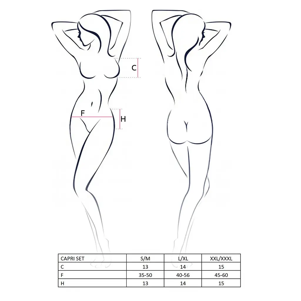 Комплект білизни під латекс Passion CAPRI SET L/XL, black, міні-бікіні, стрінги, пояс для панчіх - фото 3