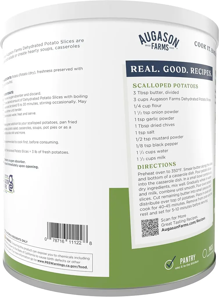 Сублімована нарізана картопля з великим терміном придатності 25 років Augason Farms, 15 порцій (101200) - фото 2