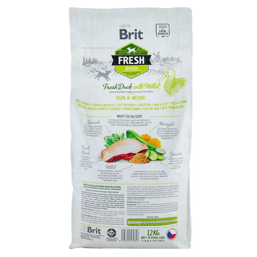 Сухий корм Brit Fresh Duck/Millet Activ Run/Work 12 кг для активних собак малих і середніх порід - фото 3