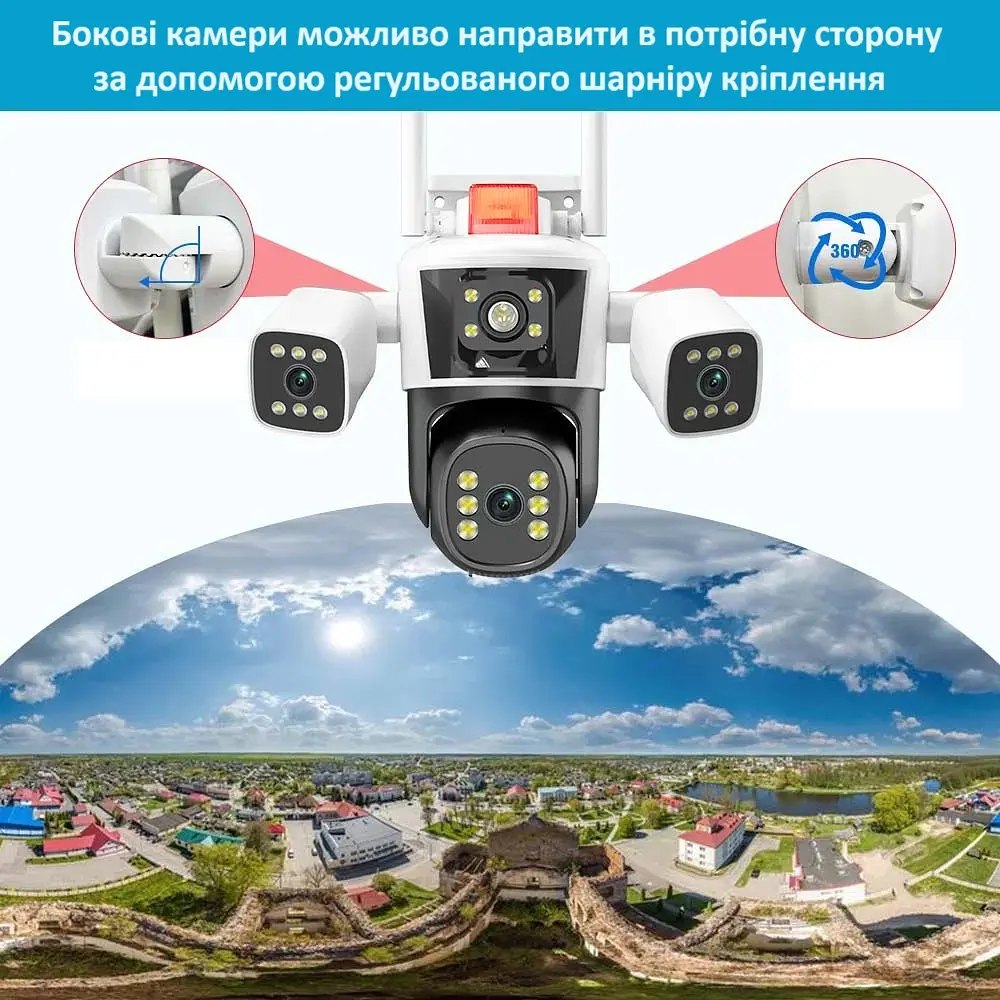 Вулична WiFi IPкамера IPC24-6K  12Мп  біло-чорна 3 незалежних об'єктиви поворотні - фото 6
