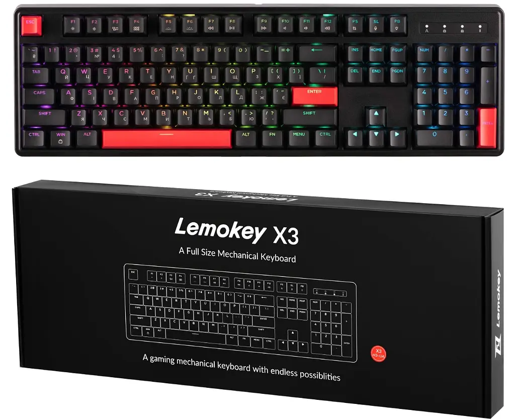 Клавіатура ігрова механічна Lemakey X3H3UA Black switch Keychron Brown, QMK/VIA, Hot-Swap, EN/UKR, RGB - фото 7