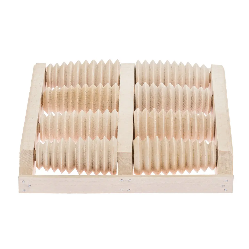 Масажер для стоп дерев'яний для профілактики плоскостопості та рефлекторного масажу на 8 роликів на дві ноги., Woodly 87031 - фото 7