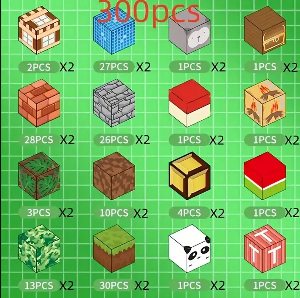 Магнітний конструктор Minecraft 300 шт по грі Майнкрафт Ліс та панди Mk001006.2 - фото 3